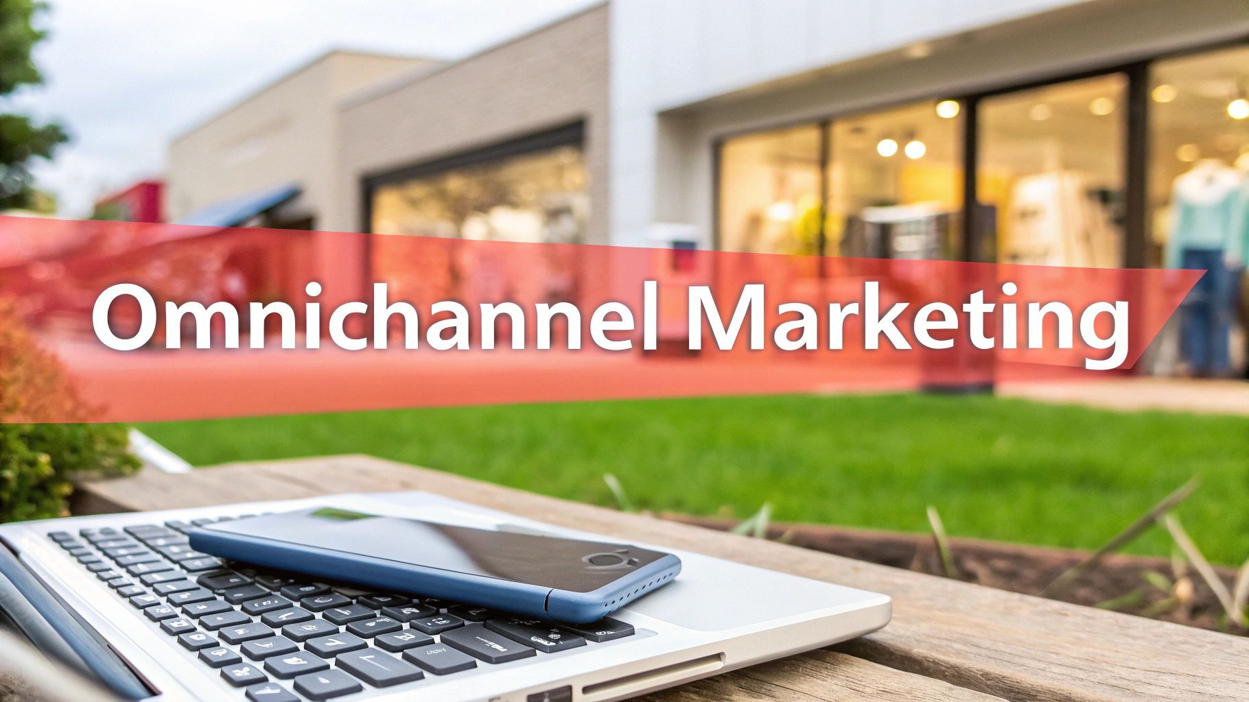 Laptop and smartphone on wooden table with