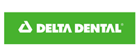 The delta dental logo is green and white on a white background.