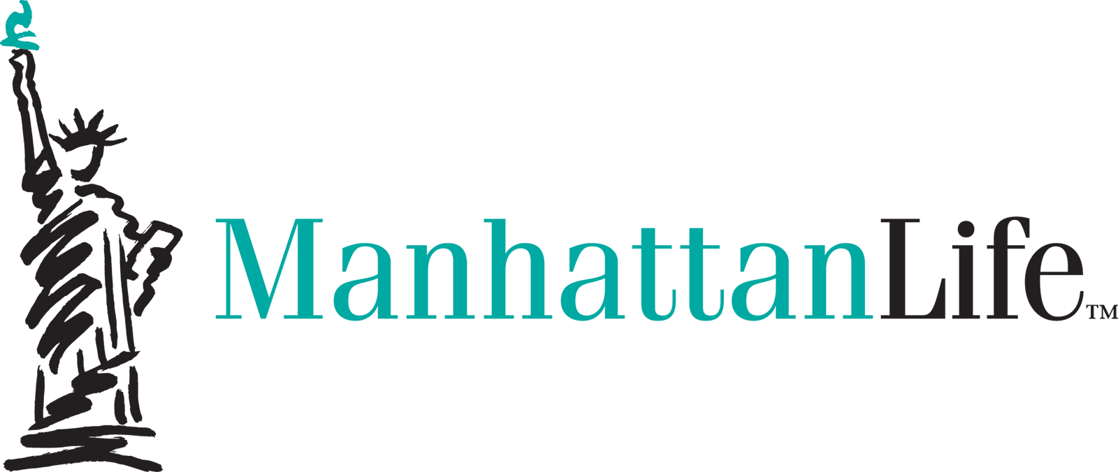 The manhattan life logo has a statue of liberty on it.