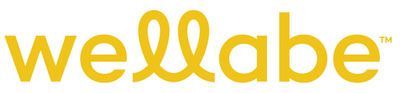A yellow logo for wellabe on a white background