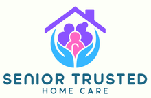 Logo: House, figures, and hands in blue, purple, and pink, 