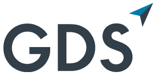 the gds logo has a blue arrow pointing to the right .