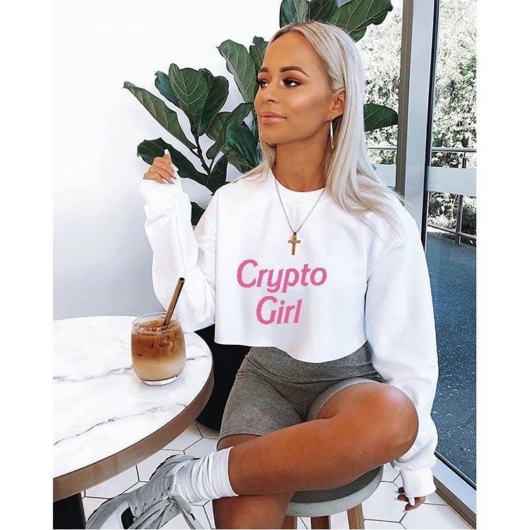 Crypto Girl Crop Top Seater with Barbie Font