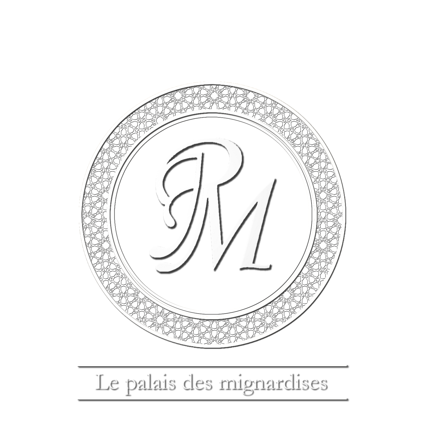 un dessin en noir et blanc d' une lettre m dans un cercle .