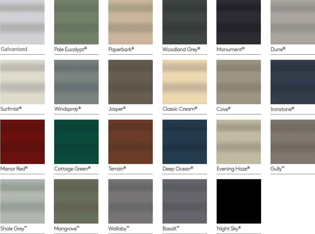 Tank Colour Choices Colorbond Steel Water Tank Colour Choices Sydney NSW Canberra AC