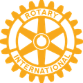 An orange and white logo for rotary international