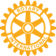An orange and white logo for rotary international