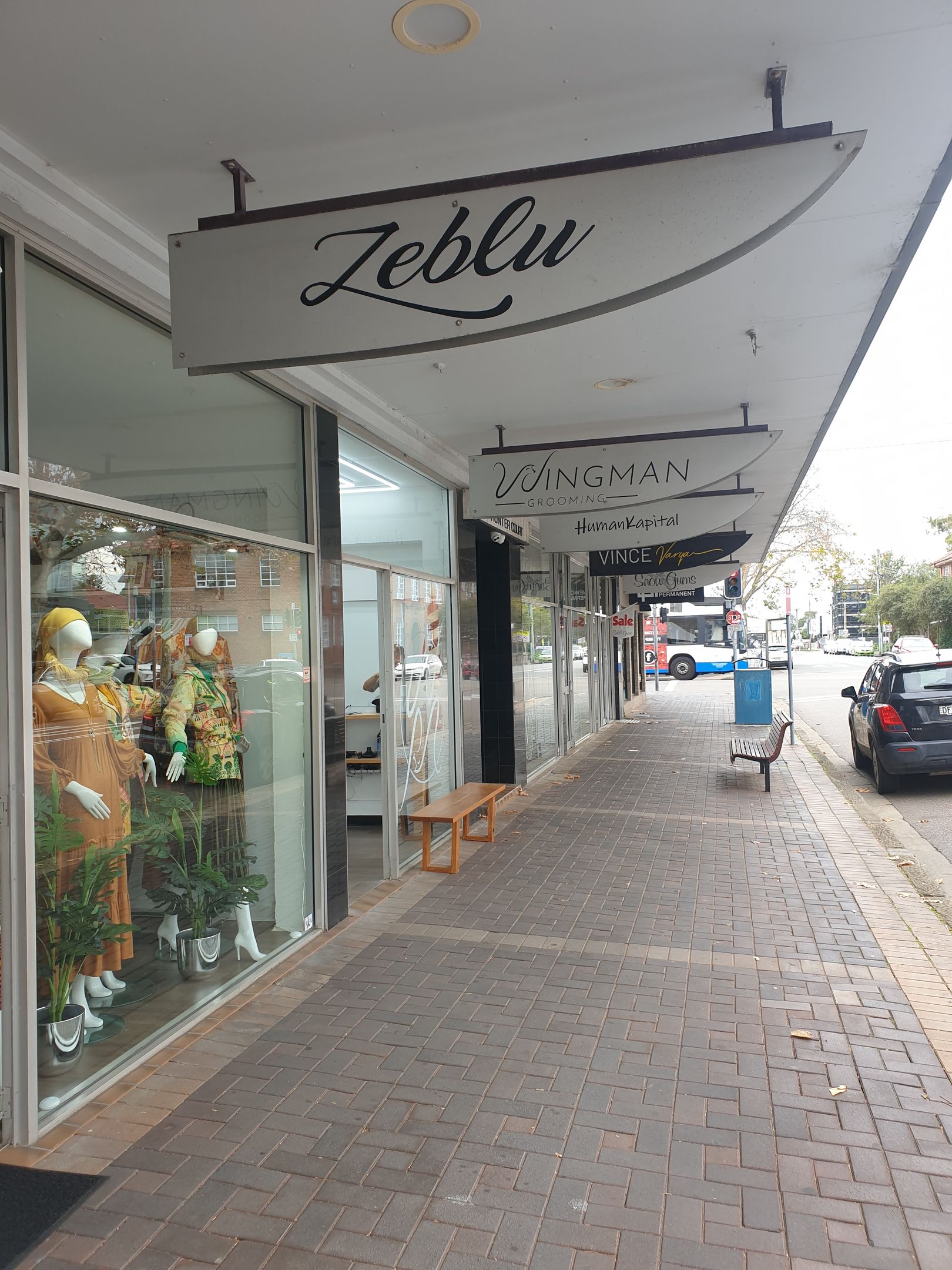 Street view of shops,