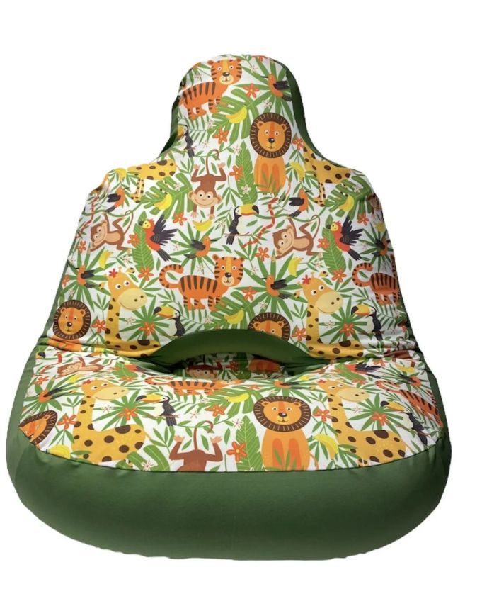 A snoezi chair with a jungle print on it
