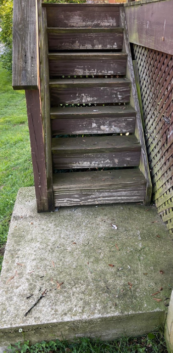 Before Wood Stair Cleaning — Cincinnati, OH — Cruz Pressure Washing