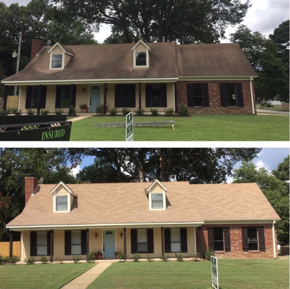 Before and After House Roof Washing — Cincinnati, OH — Cruz Pressure Washing