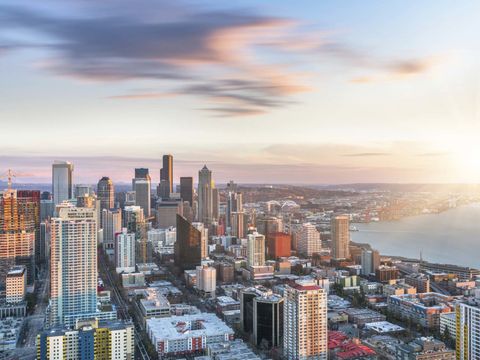 aerial view of Seattle skyline