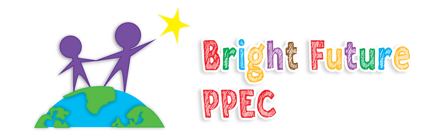 The logo for bright future ppec shows two people holding hands on top of a globe.