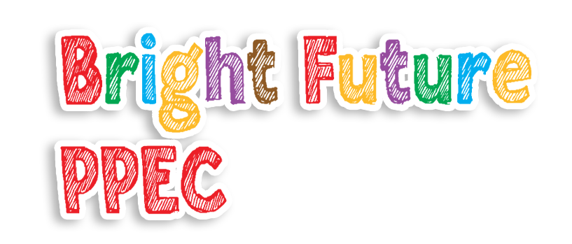 A colorful logo for bright future ppec on a white background.