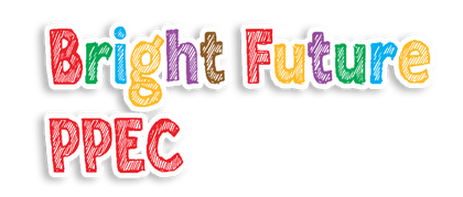 A colorful logo for bright future ppec on a white background.