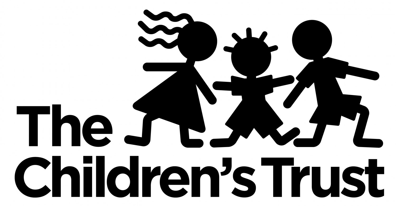 A black and white logo for the children 's trust