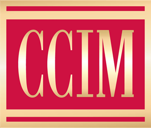 CCIM logo in gold on a red background.