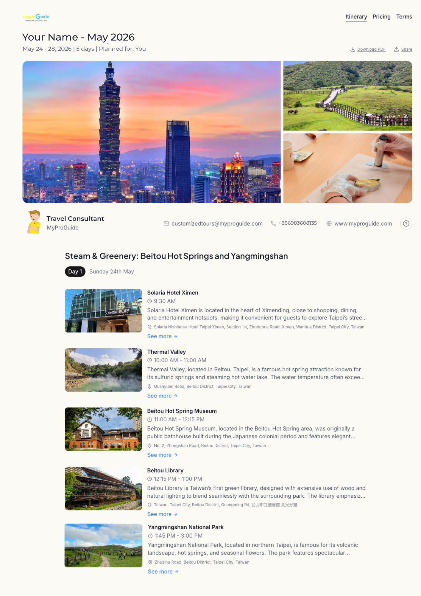 Your spring getaway, visualized. See your route from the Flower Clock to the Hot Springs before you even pack.