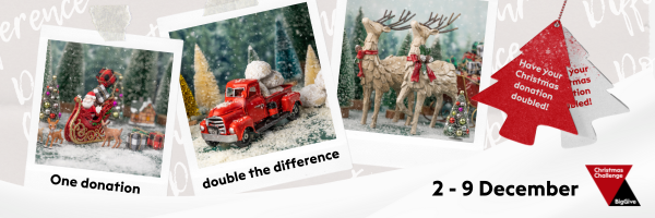 Red and black triangular BigGive Christmas Challenge logo with