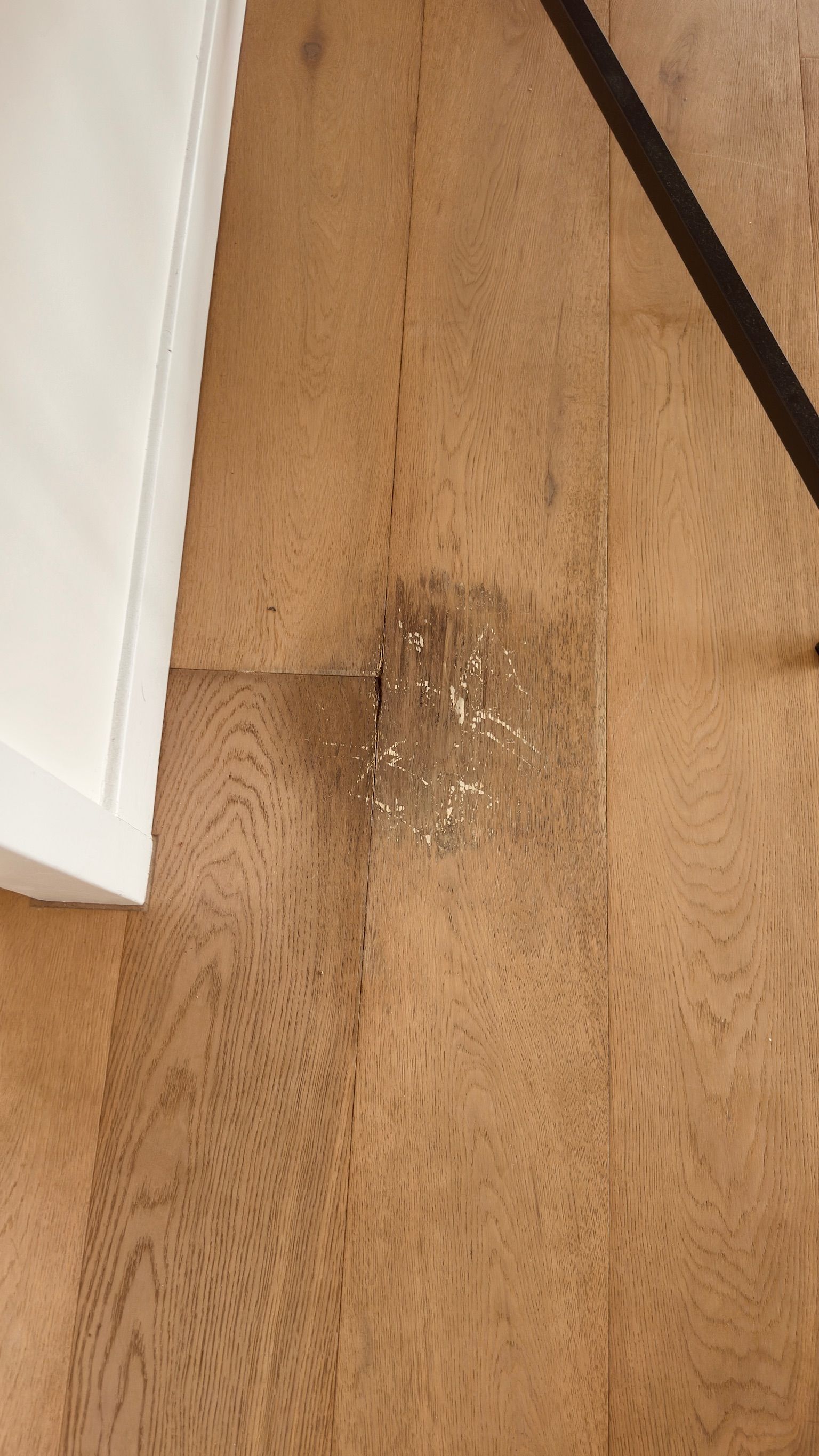 Timber floor repaired — before and after comparison