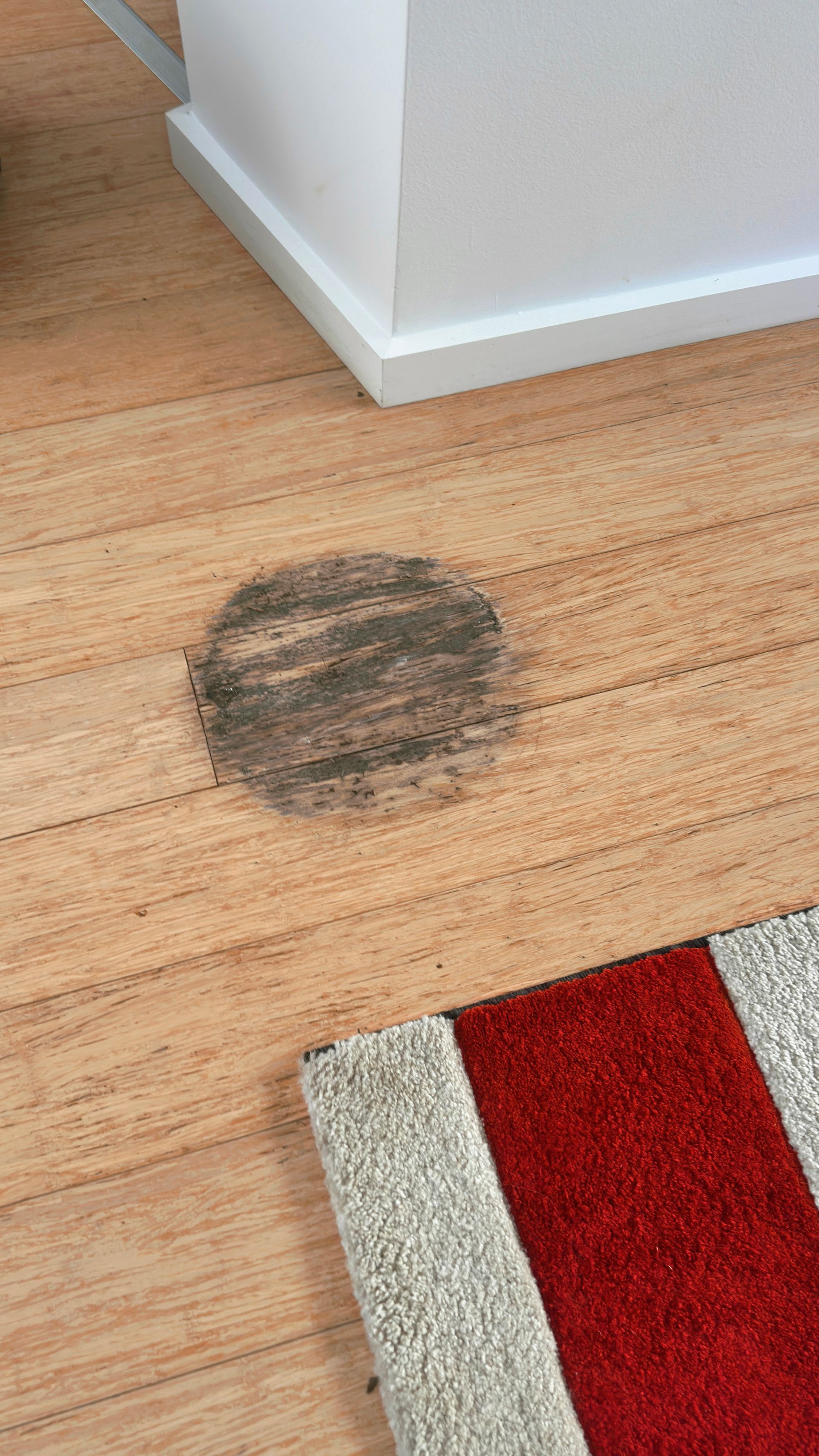 Timber floor repaired — before and after comparison