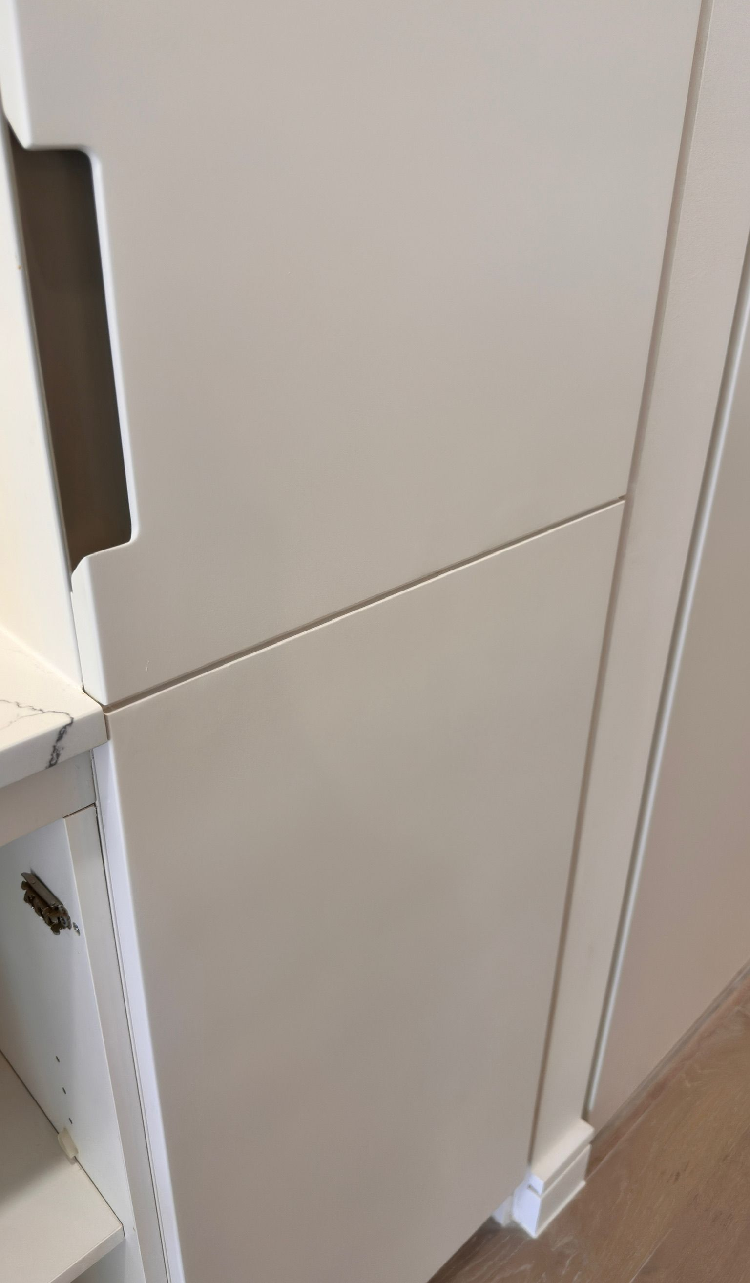 Kitchen cabinet repaired — before and after comparison