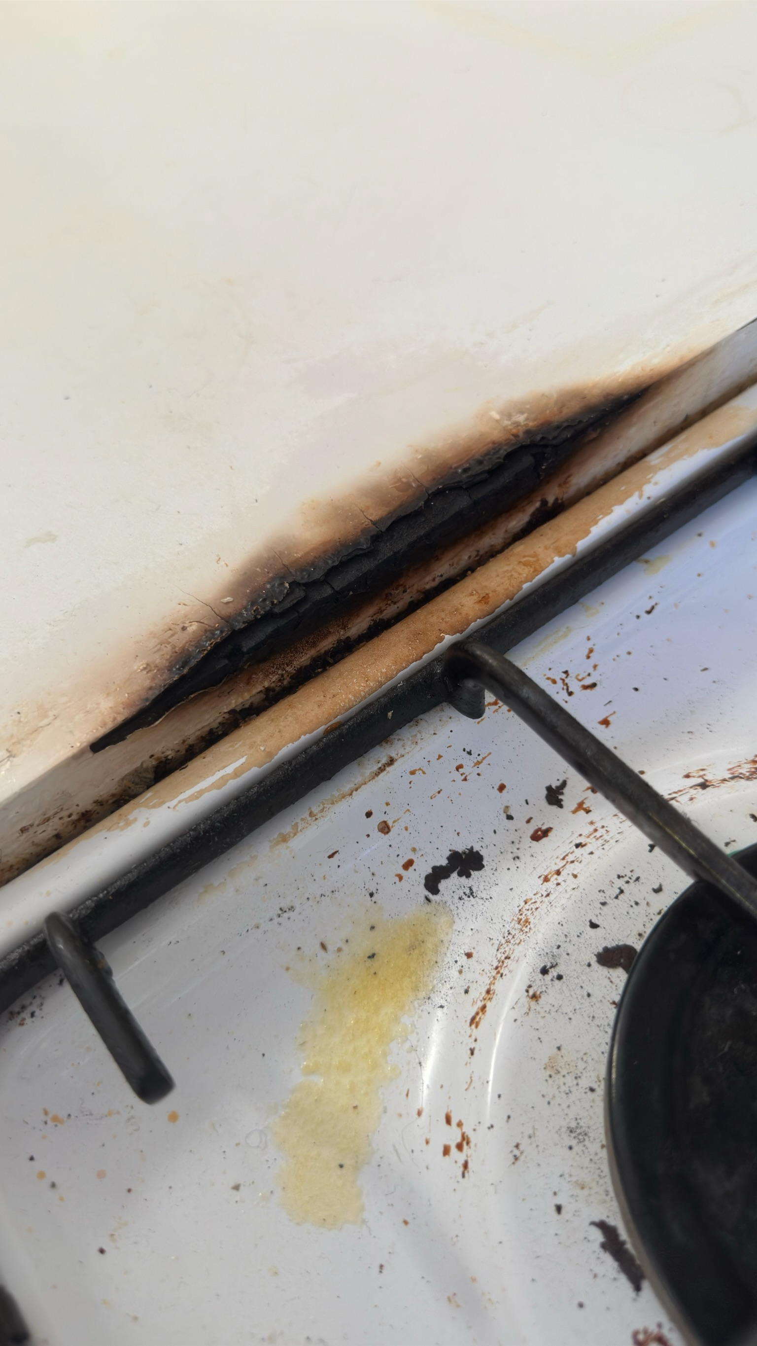 Timber benchtop repaired — before and after comparison