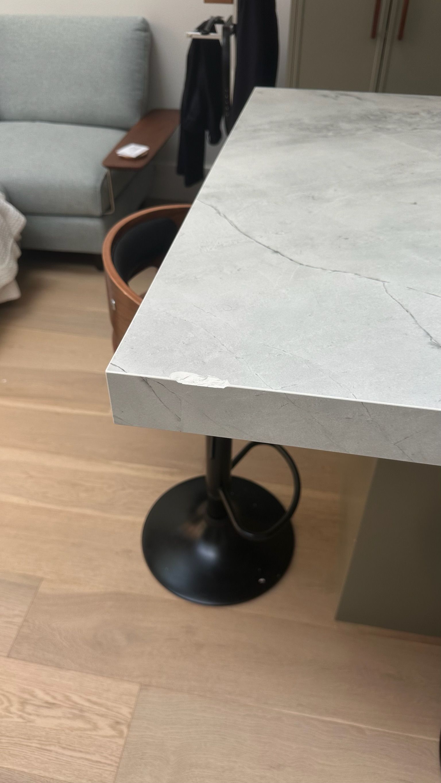 Stone repaired — before and after comparison