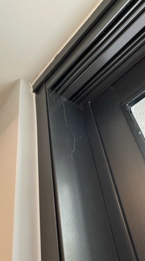 Metal window frame repaired — before and after comparison