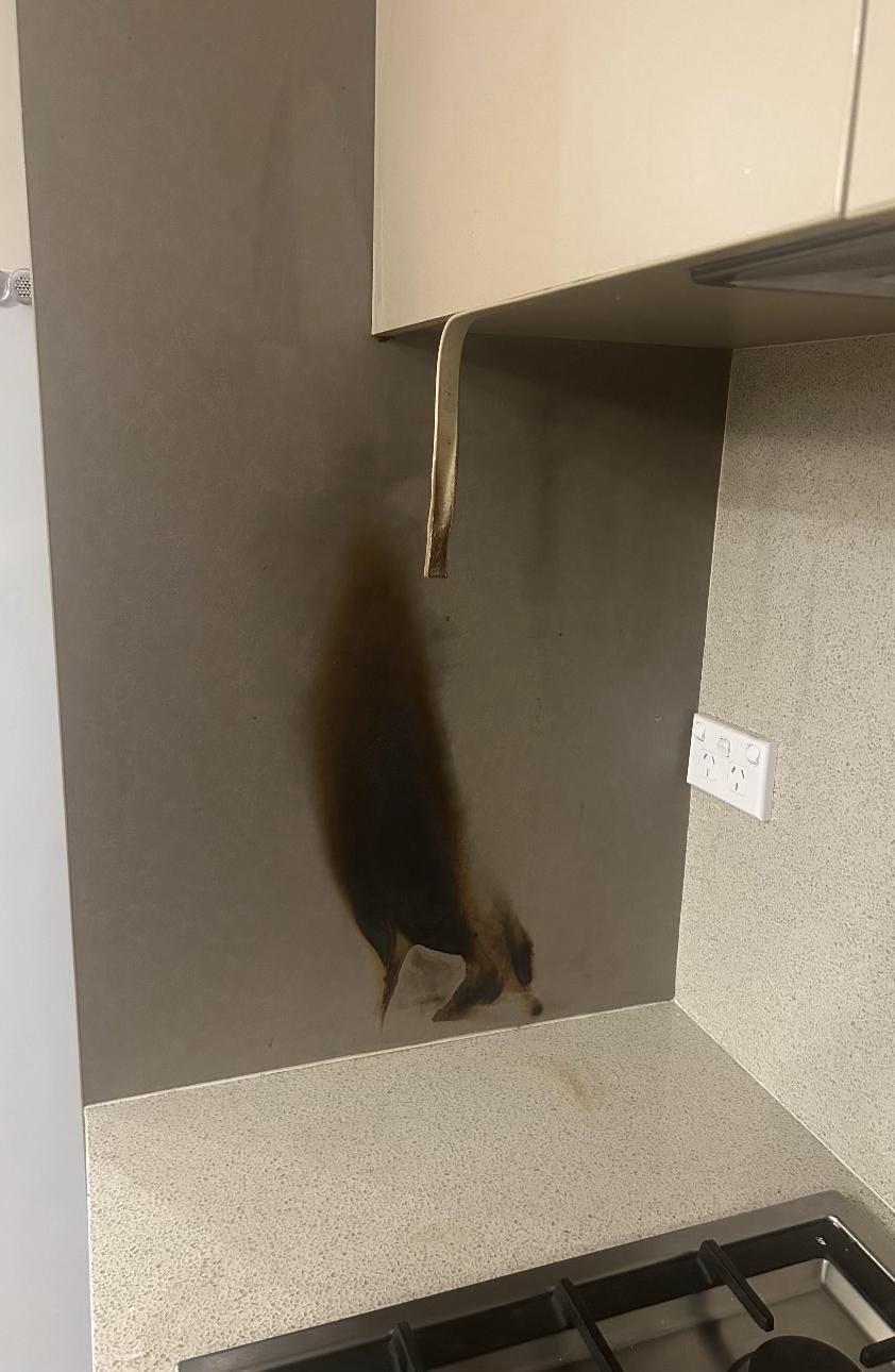 Kitchen cabinet repaired — before and after comparison