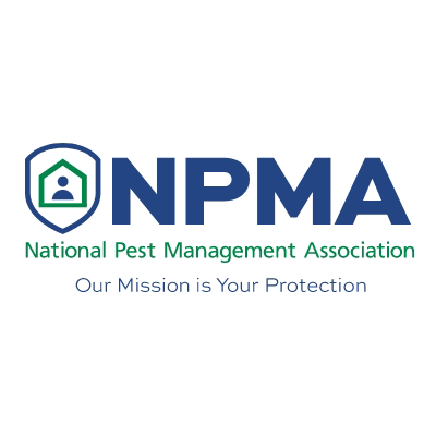 NPMA logo: Shield with house outline, blue and green, text "NPMA" and "National Pest Management Association."