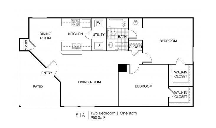 Two Bedroom | One Bath | 900 Sq Ft