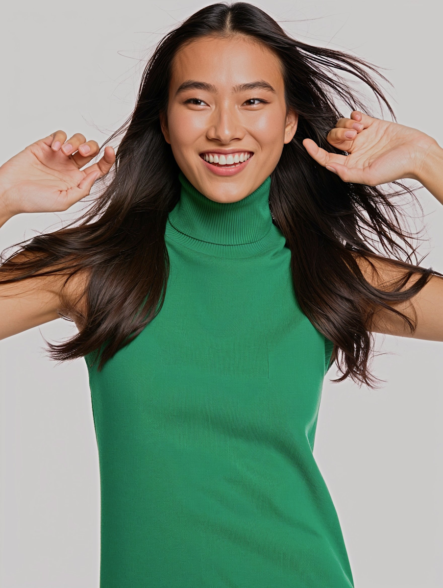 圖為電波咀嚼放鬆療程示意圖,女子展現自信的下顎圖