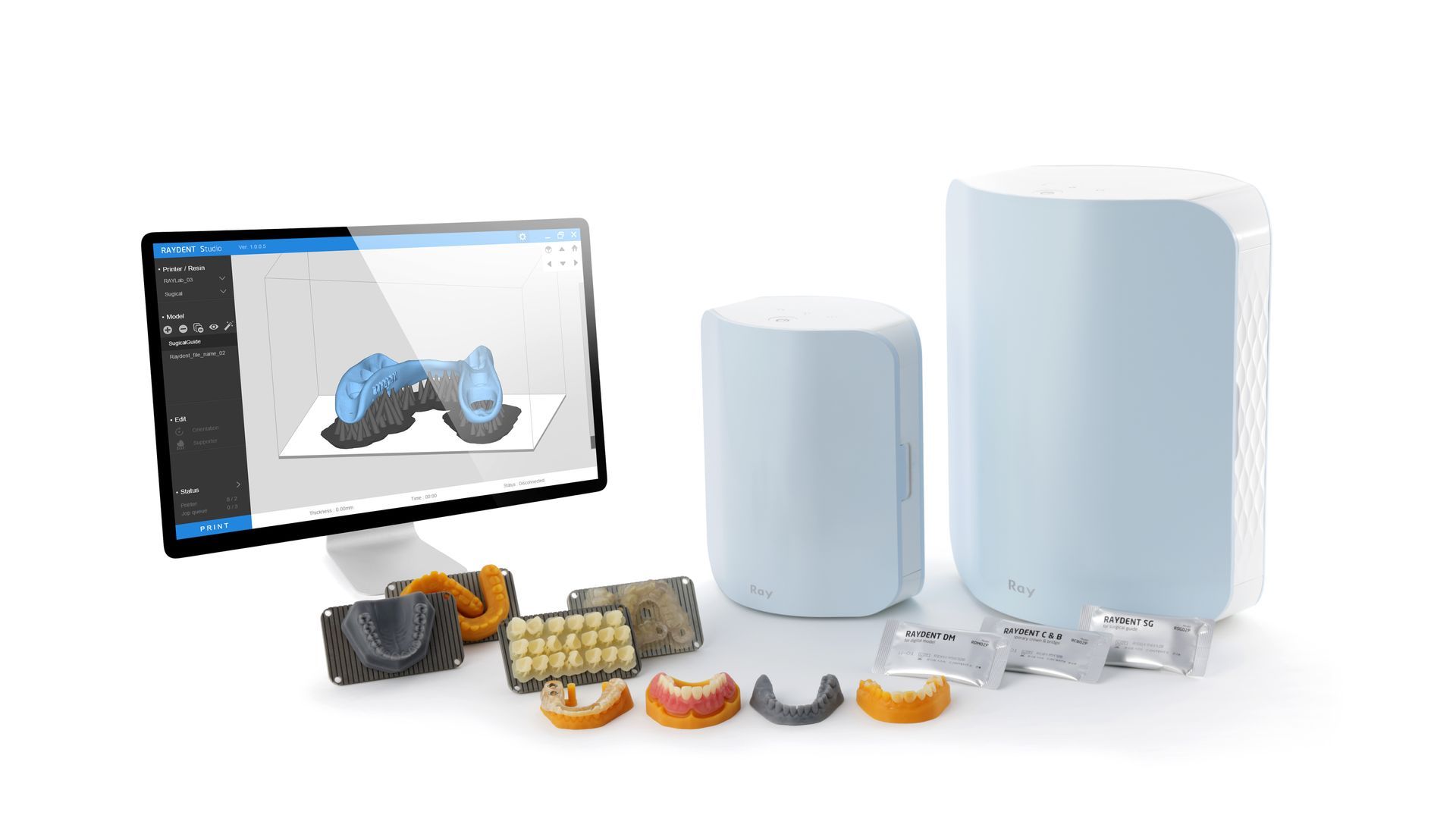 RAYDent 3D 牙科列印系統示意圖
