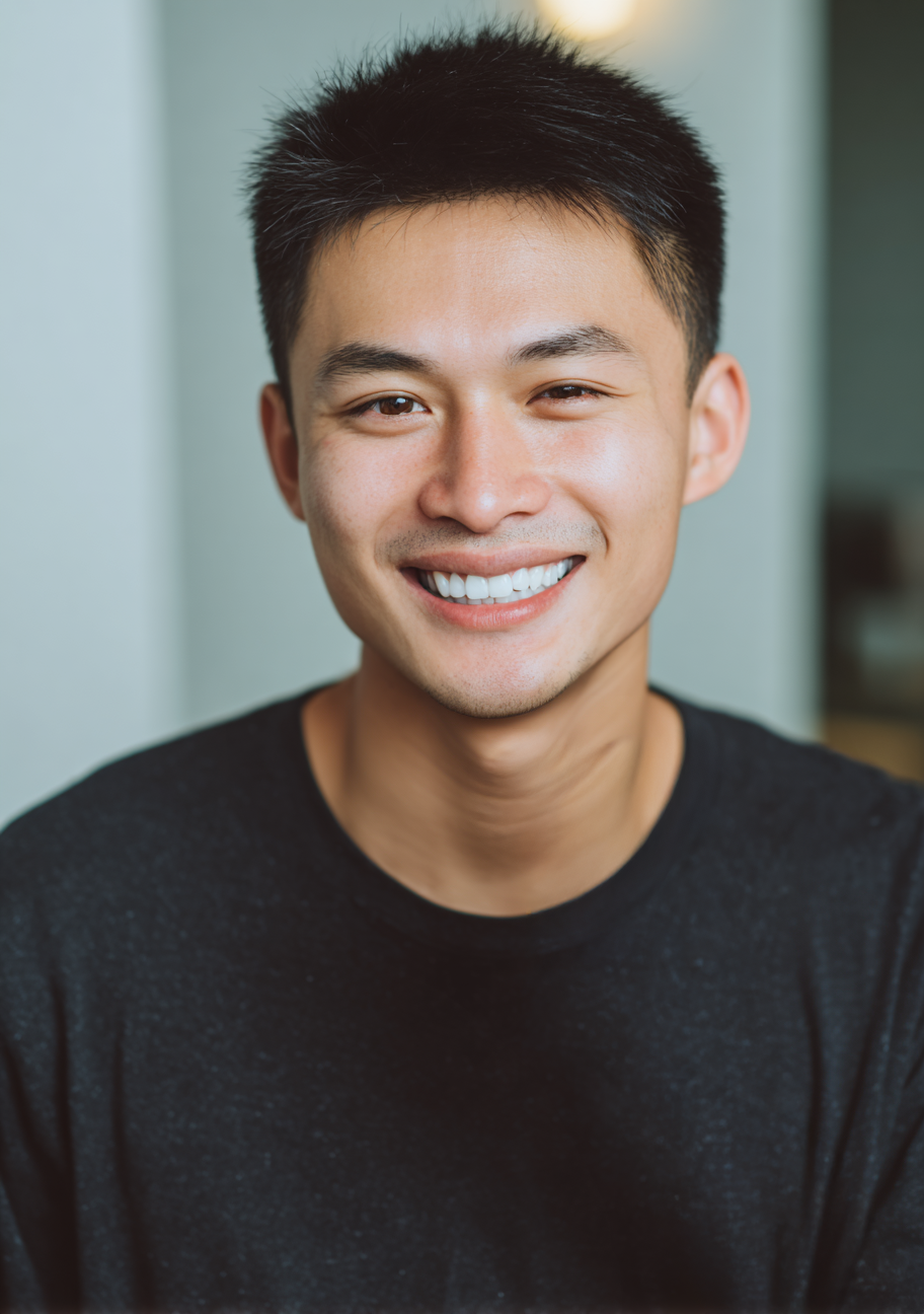 尊兆牙醫為隱適美矯正認證診所,圖片為展現自信笑容的患者