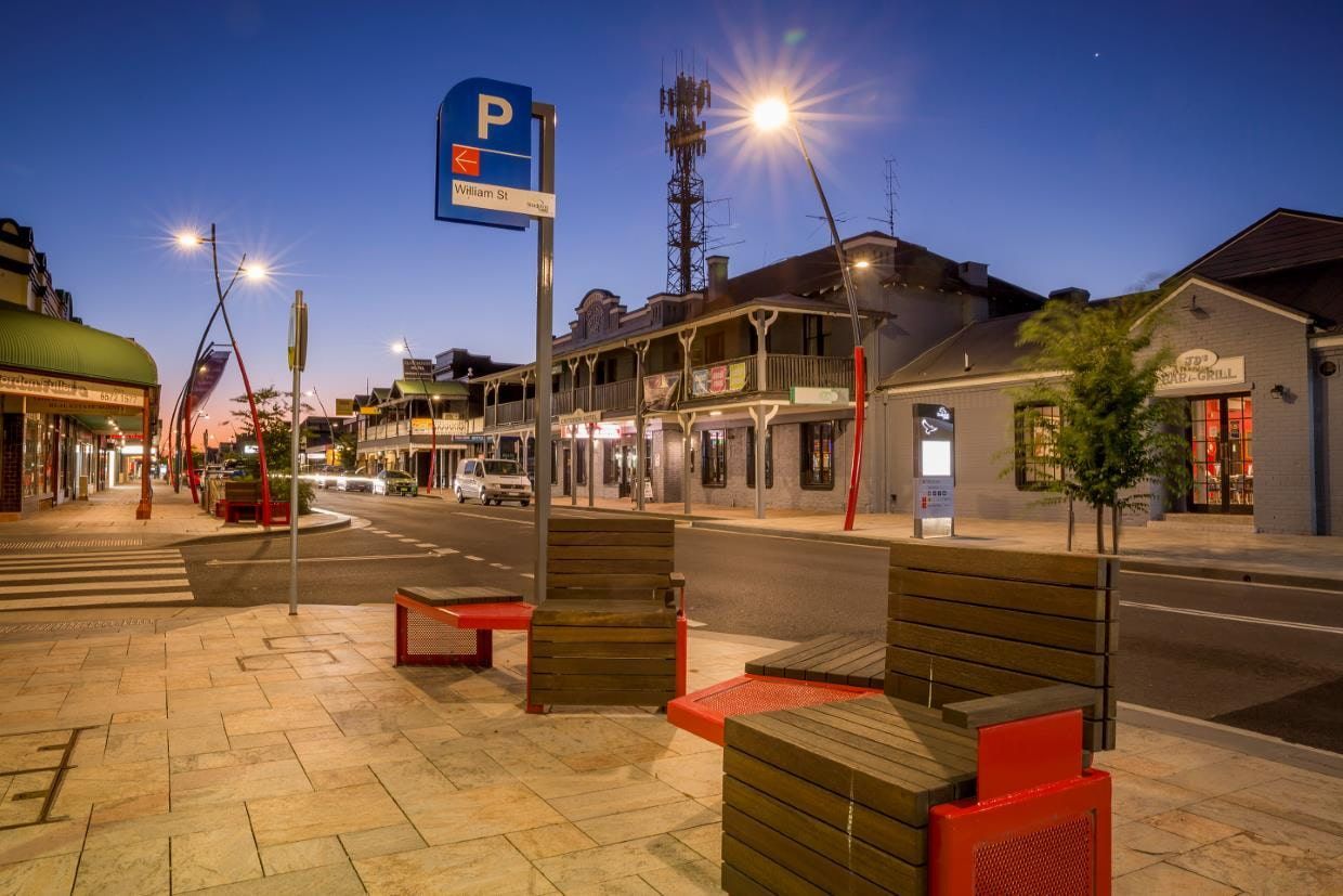 A Street With Benches In Muswellbrook — CG Plumbing & Drainage In Muswellbrook, NSW