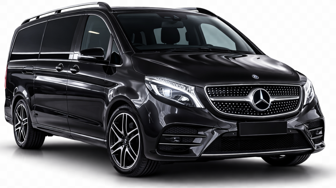 Mercedes V-Class Minivan AMG package Chauffeur Service Amsterdam, black color 2026 model 