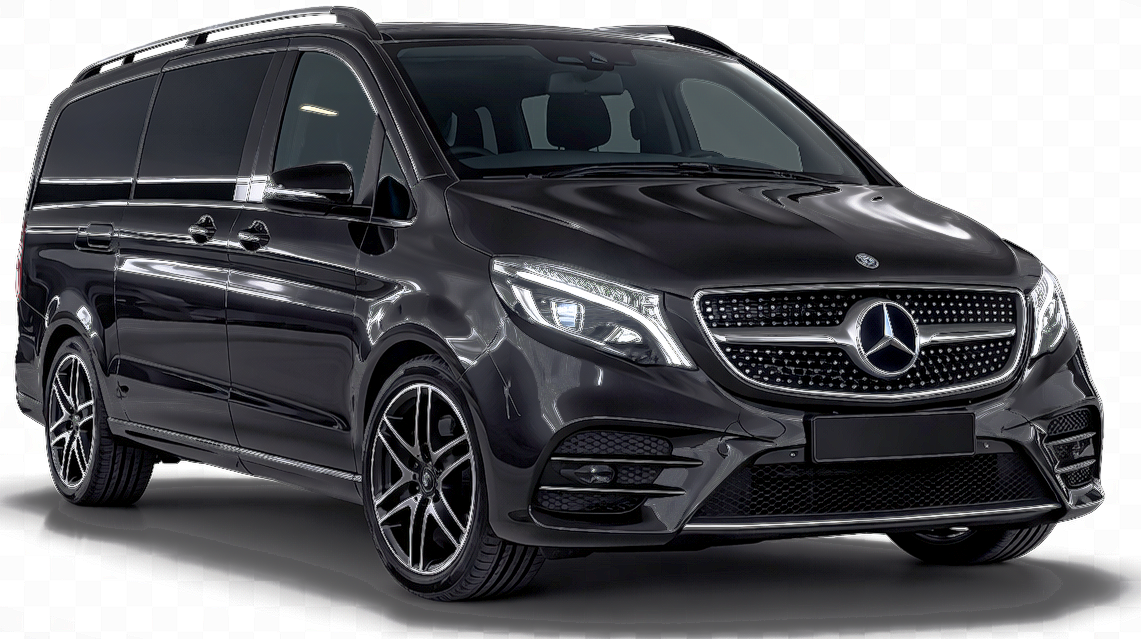 Mercedes V-Class Minivan AMG package Chauffeur Service Amsterdam, black color 2026 model 