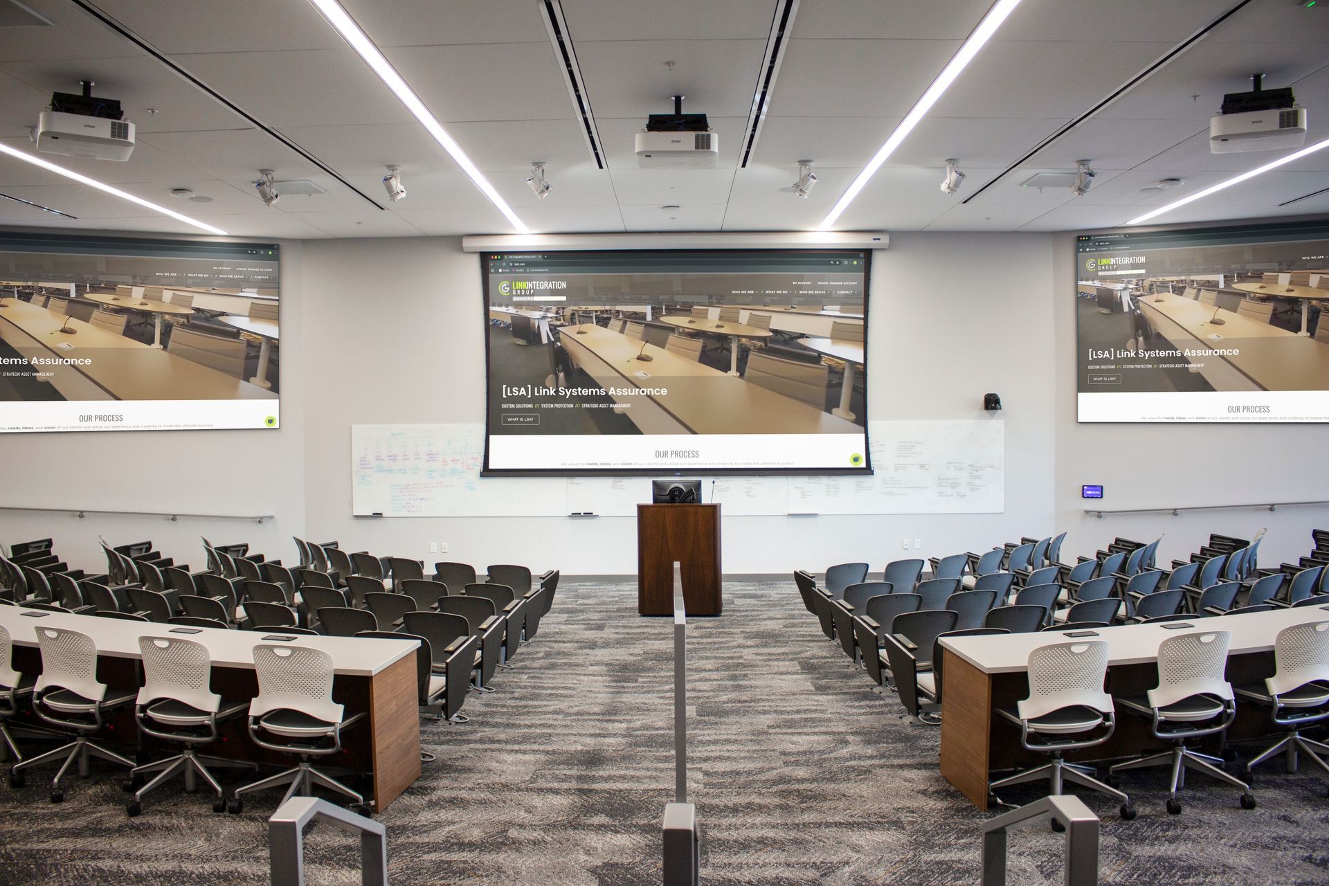 Modern conference room with AV display system