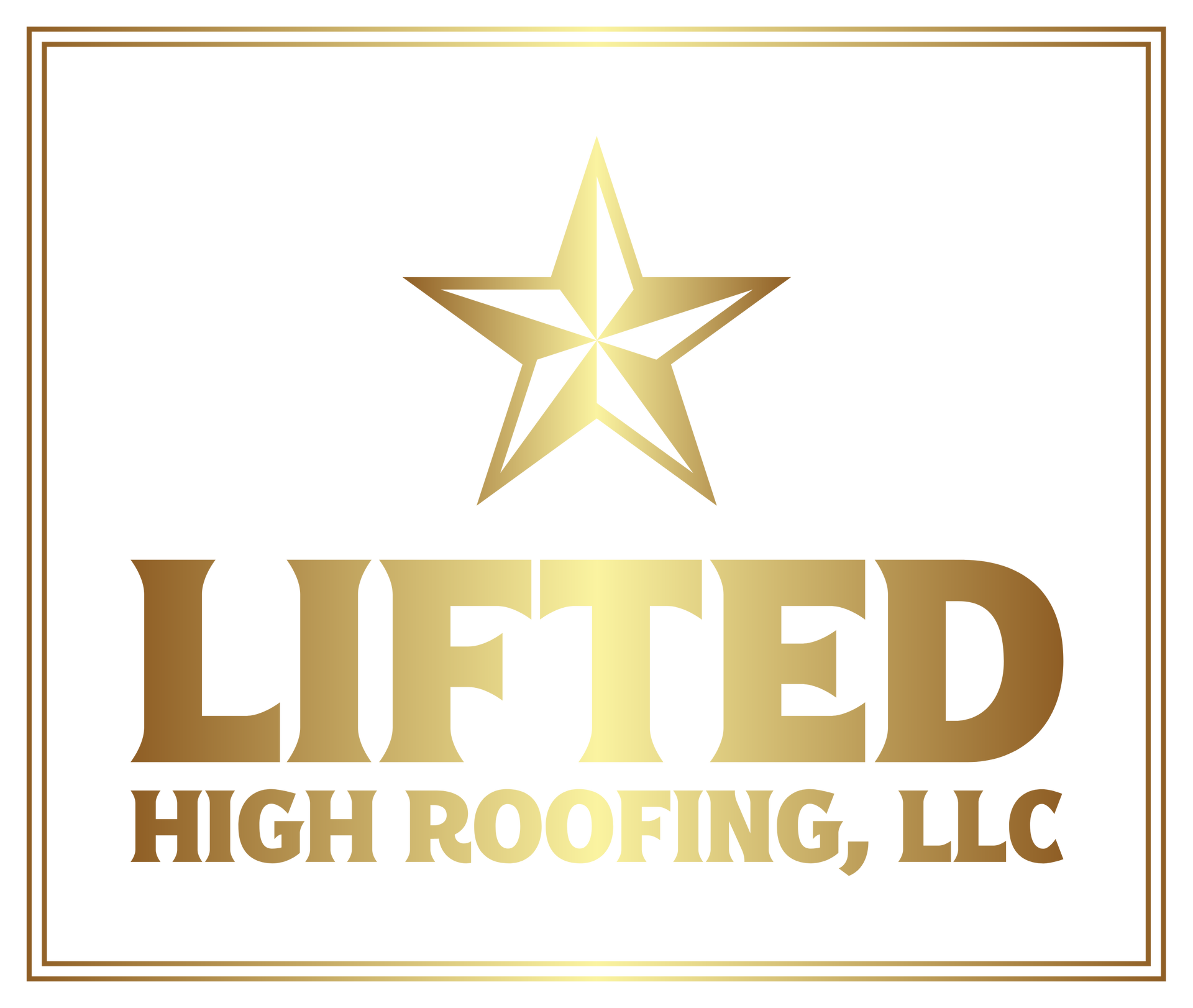 A logo for lifted high roofing and construction