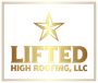 A logo for lifted high roofing and construction