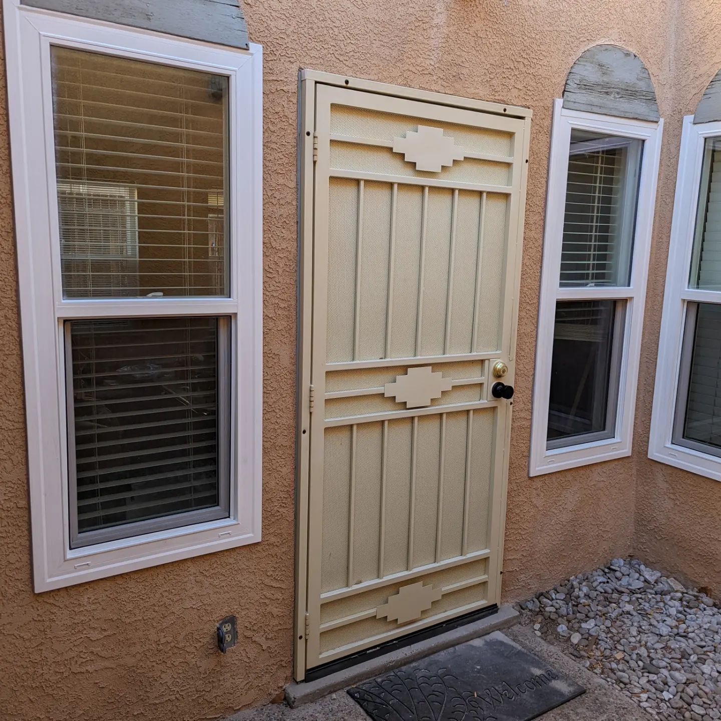 A house with a door and windows on it