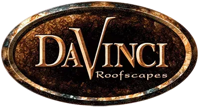 A logo for davinci roofscapes is shown on a white background.
