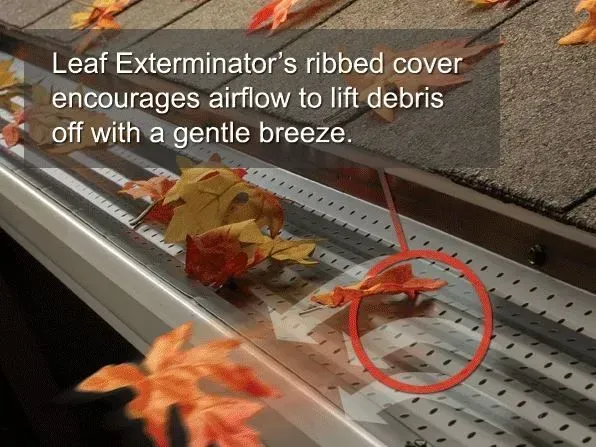 Leaf exterminator 's ribbed cover encourages airflow to lift debris off with a gentle breeze