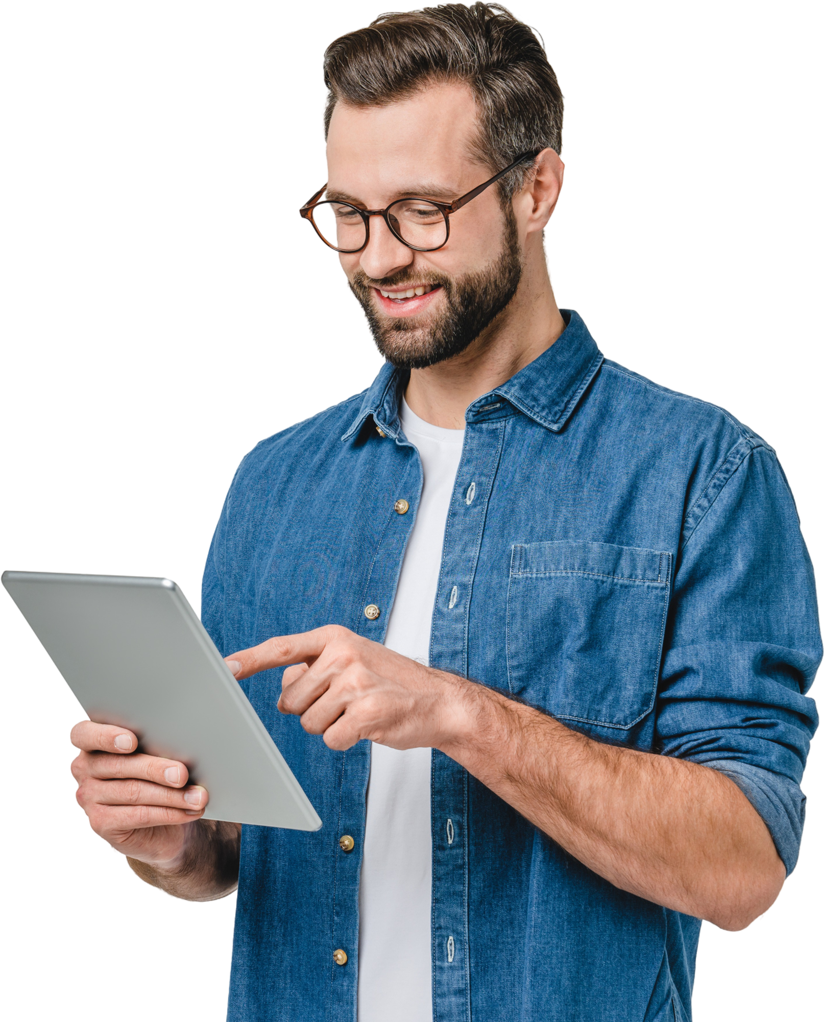 Man Using Tablet