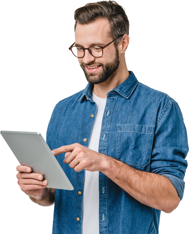 Man Using Tablet