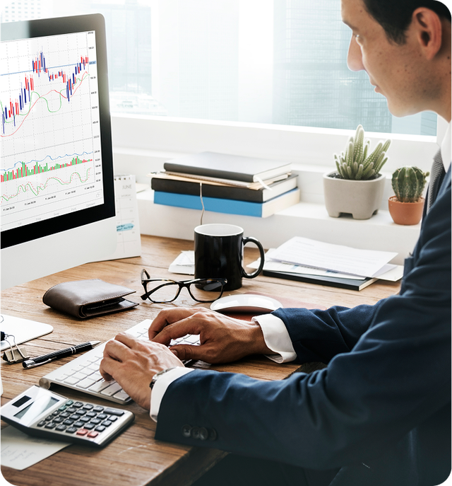 Person typing on a laptop with transparent checklist icons overlaid, one marked complete.