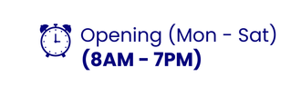 A sign that says opening mon - sat 8am - 7pm