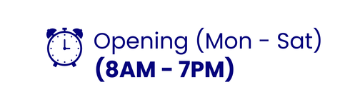 A sign that says opening mon - sat 8am - 7pm