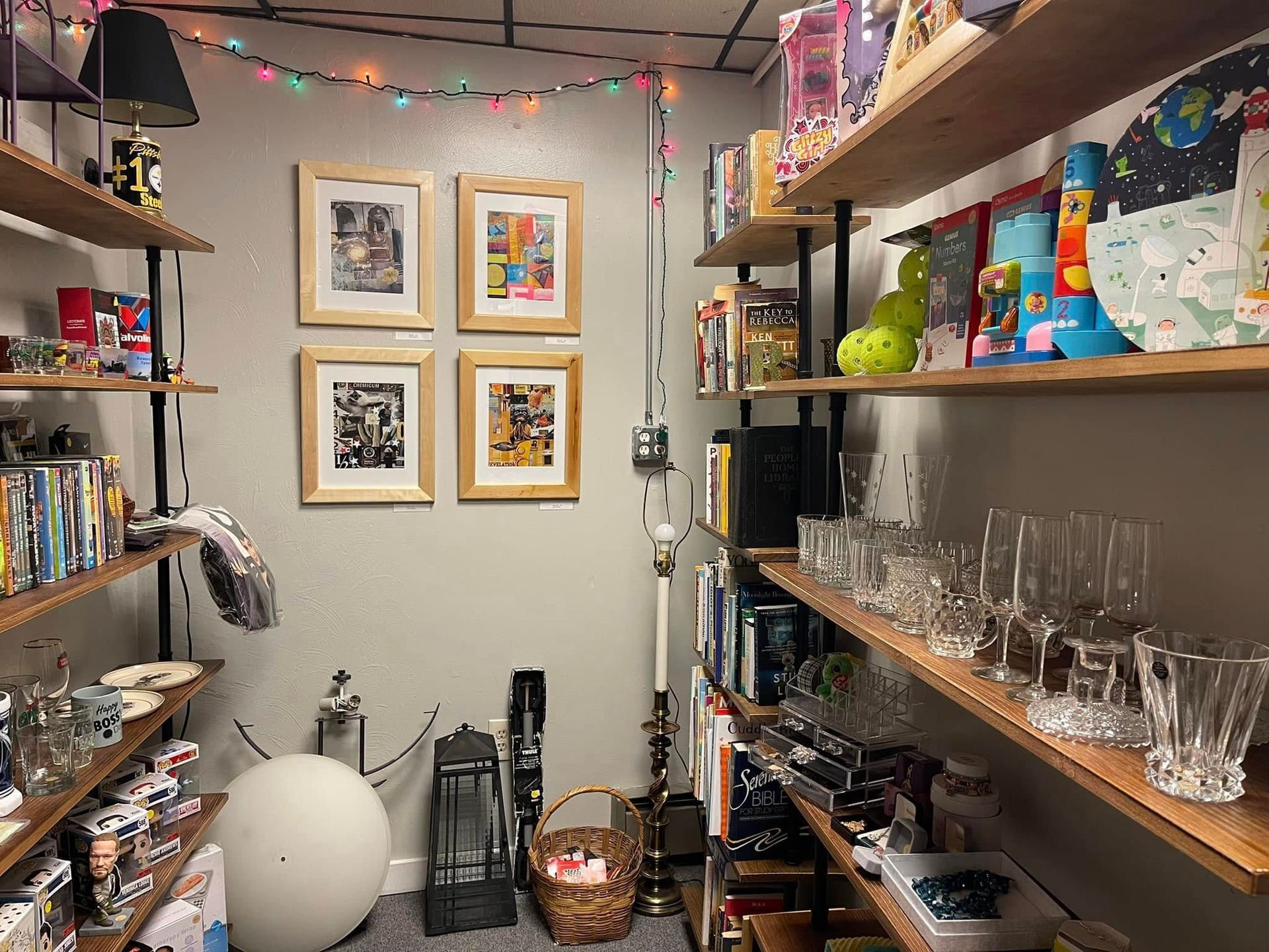 A room filled with shelves filled with lots of items.